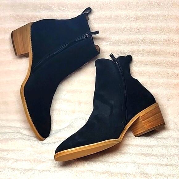 PAUL GREEN SANTE BLACK SUEDE BLOCK HEEL COWBOY BOOTIES SIZE 10 NWOB - Picture 15 of 16